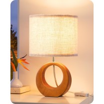 Round hollow fabric table lamp