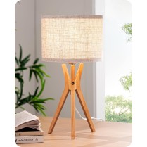 Tripod wooden base table lamp